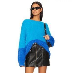 One Teaspoon Fluffy Colour-blocked Sweater in Blue